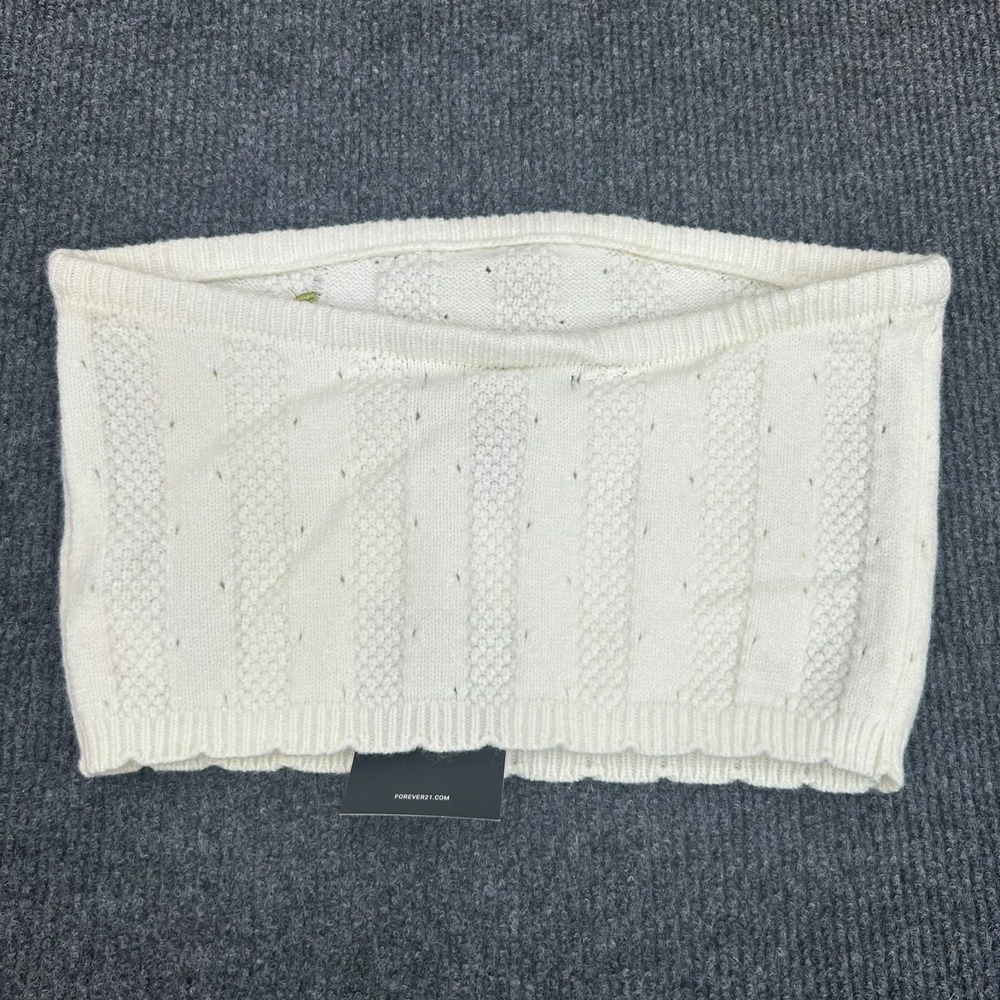 Forever 21 Women's White Sweater Tube Top Small Embroidered Daisies - New - Picture 4 of 10